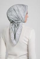 Tesettür giyim GÜMÜŞ ALVİNA DİJİTAL TWİLL EŞARP 5381 