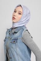 Tesettür giyim LACİVERT ALVİNA DİJİTAL TWİLL EŞARP 5381 