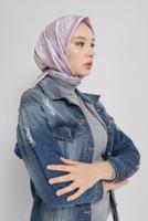 Tesettür giyim PUDRA ALVİNA DİJİTAL TWİLL EŞARP 5381 