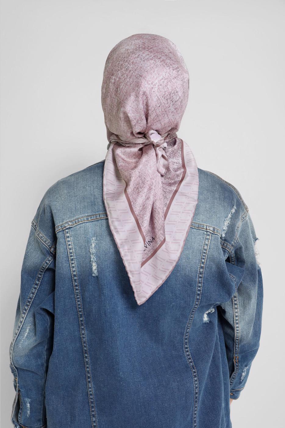 Tesettür giyim PEMBE ALVİNA DİJİTAL TWİLL EŞARP 5381 