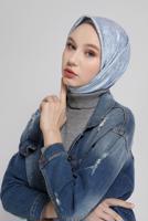 Vêtements hijab BLEU ÉCHARPE EN SERGÉ ALVİNA 5381