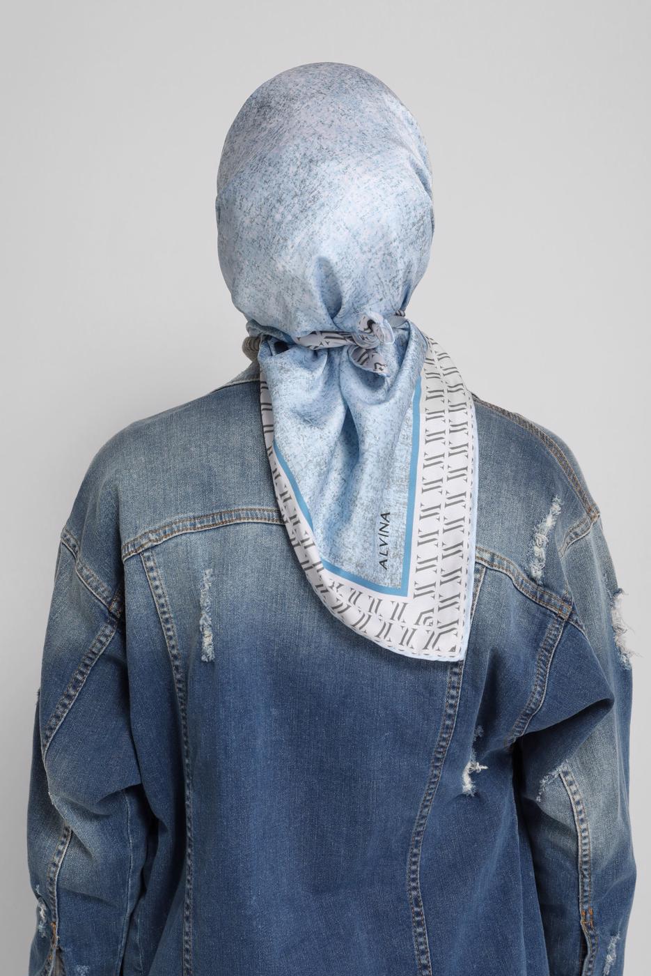 Vêtements hijab BLEU ÉCHARPE EN SERGÉ ALVİNA 5381