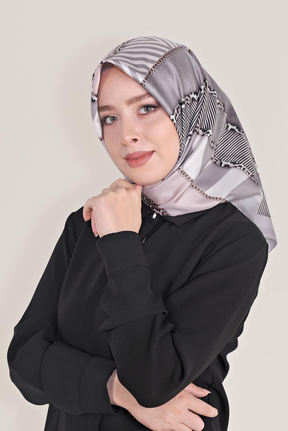 Vêtements hijab ARGENT ÉCHARPE EN TWILL NUMÉRIQUE ALVINA 8024