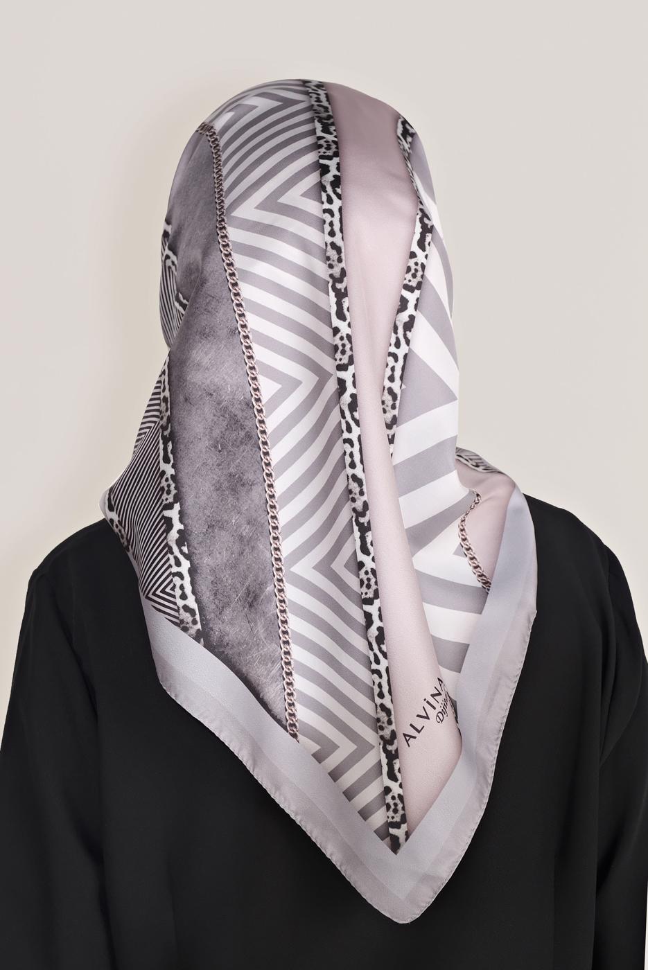 Vêtements hijab ARGENT ÉCHARPE EN TWILL NUMÉRIQUE ALVINA 8024