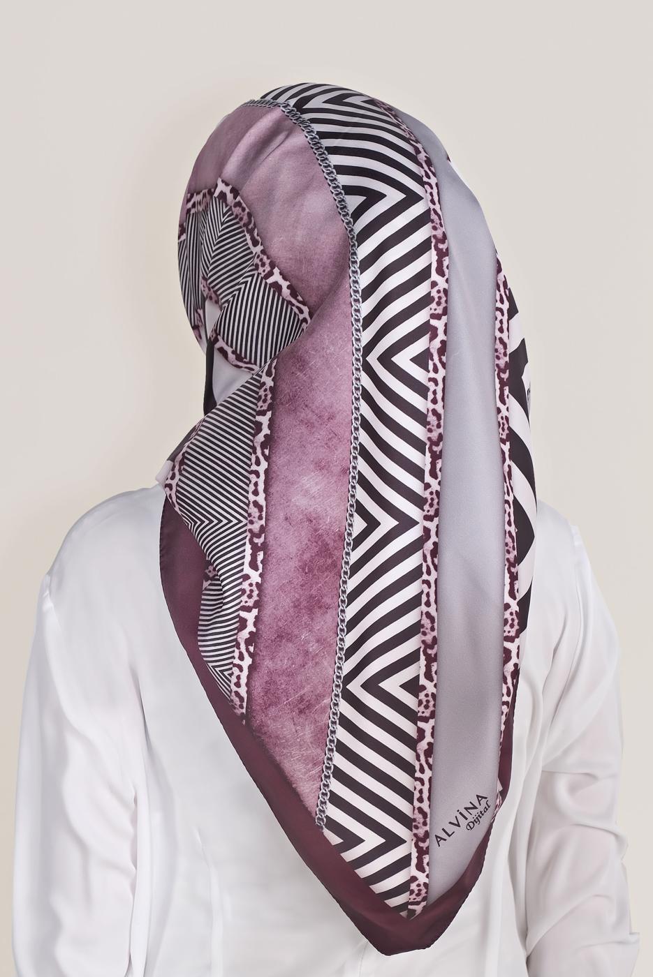 Vêtements hijab PRUNE ÉCHARPE EN TWILL NUMÉRIQUE ALVINA 8024