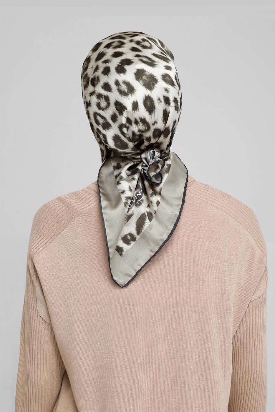 Vêtements hijab KAKI ÉCHARPE À MOTIF LÉOPARD NUMÉRIQUE ALVİNA 8032