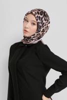 Vêtements hijab POUDRE ÉCHARPE À MOTIF LÉOPARD NUMÉRIQUE ALVİNA 8032