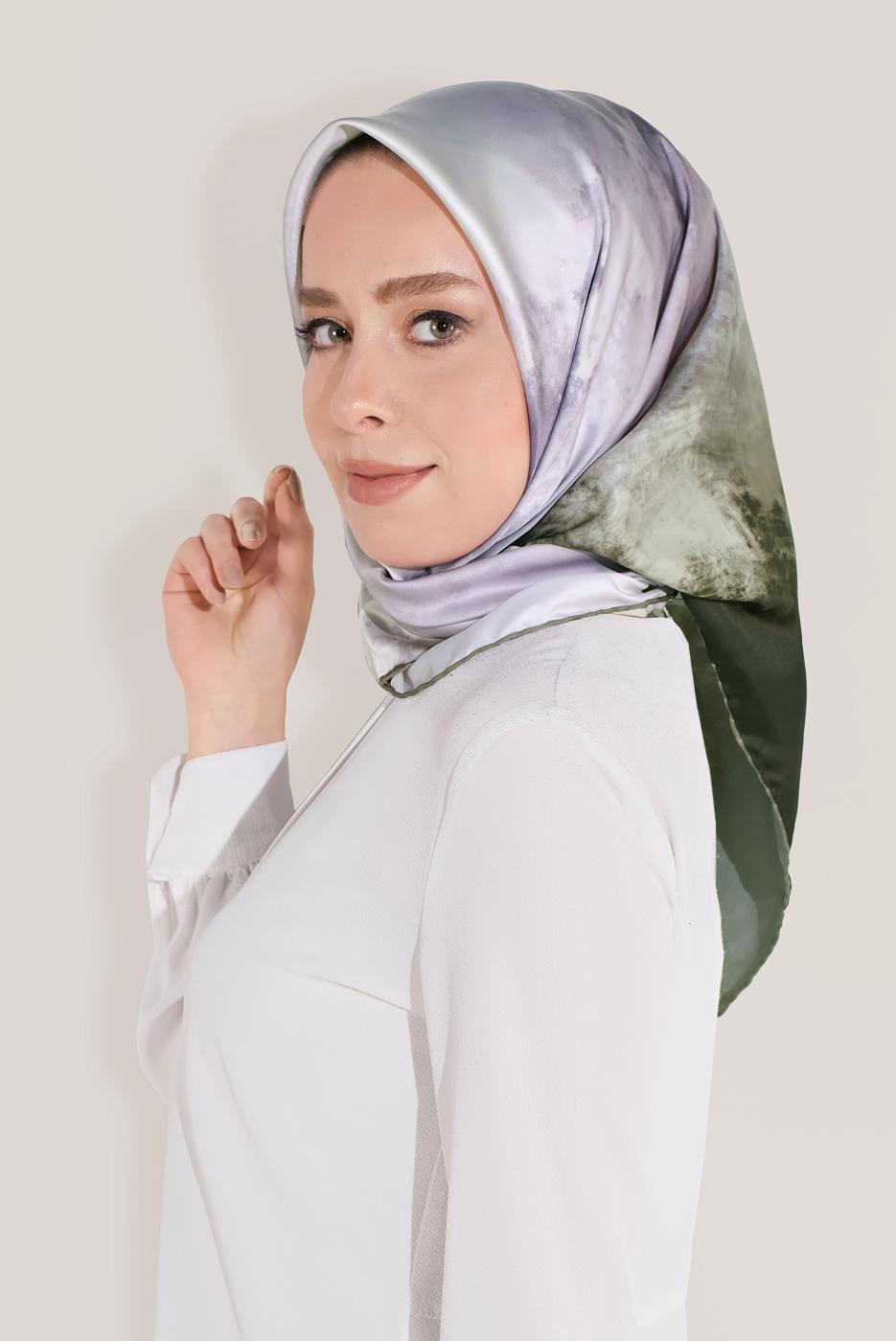 Vêtements hijab POURPRE ÉCHARPE NUMÉRIQUE ALVİNA 8035