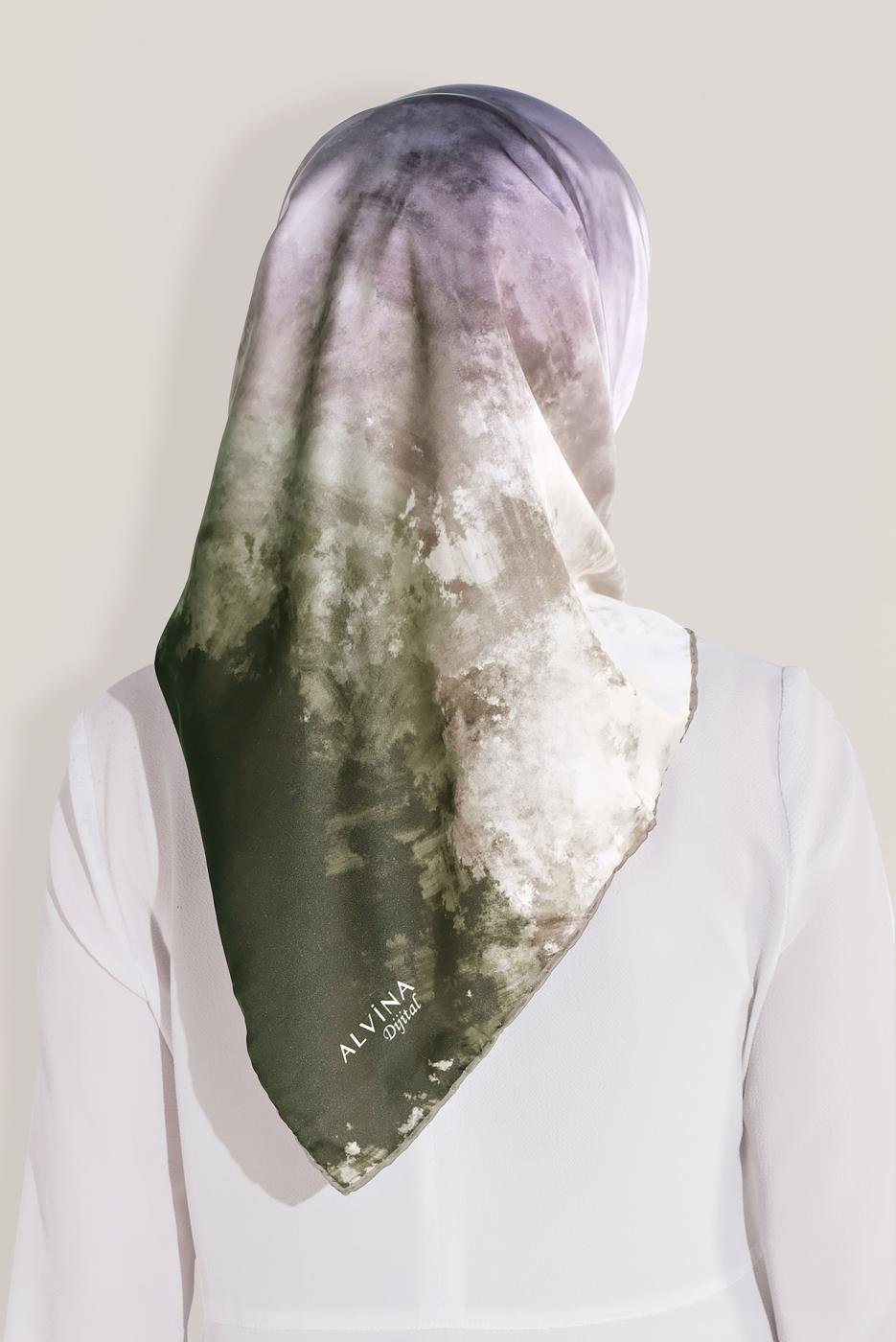 Vêtements hijab POURPRE ÉCHARPE NUMÉRIQUE ALVİNA 8035