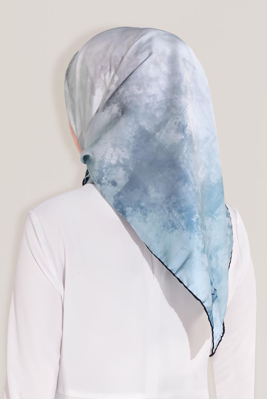 Vêtements hijab BLEU MARINE ÉCHARPE NUMÉRIQUE ALVİNA 8035