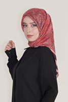 Tesettür giyim KIRMIZI T 8036 ALVİNA DİJİTAL TWİLL EŞARP