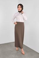 Tesettür giyim KREM  ALVİNA YAKASI BAĞLI BLUZ 40266