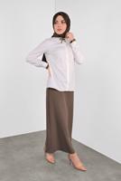 Tesettür giyim KREM  ALVİNA YAKASI BAĞLI BLUZ 40266