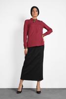 Vêtements hijab ROUGE BORDEAUX ALVINA BLOUSE À COL NOUÉ 40266 