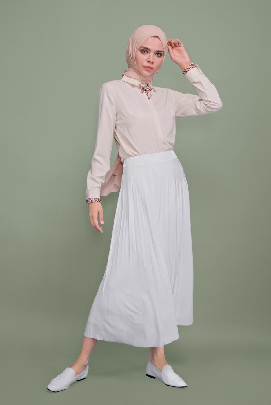 Hijab clothing BEIGE ALVINA BOW-TIE BLOUSE 40266 