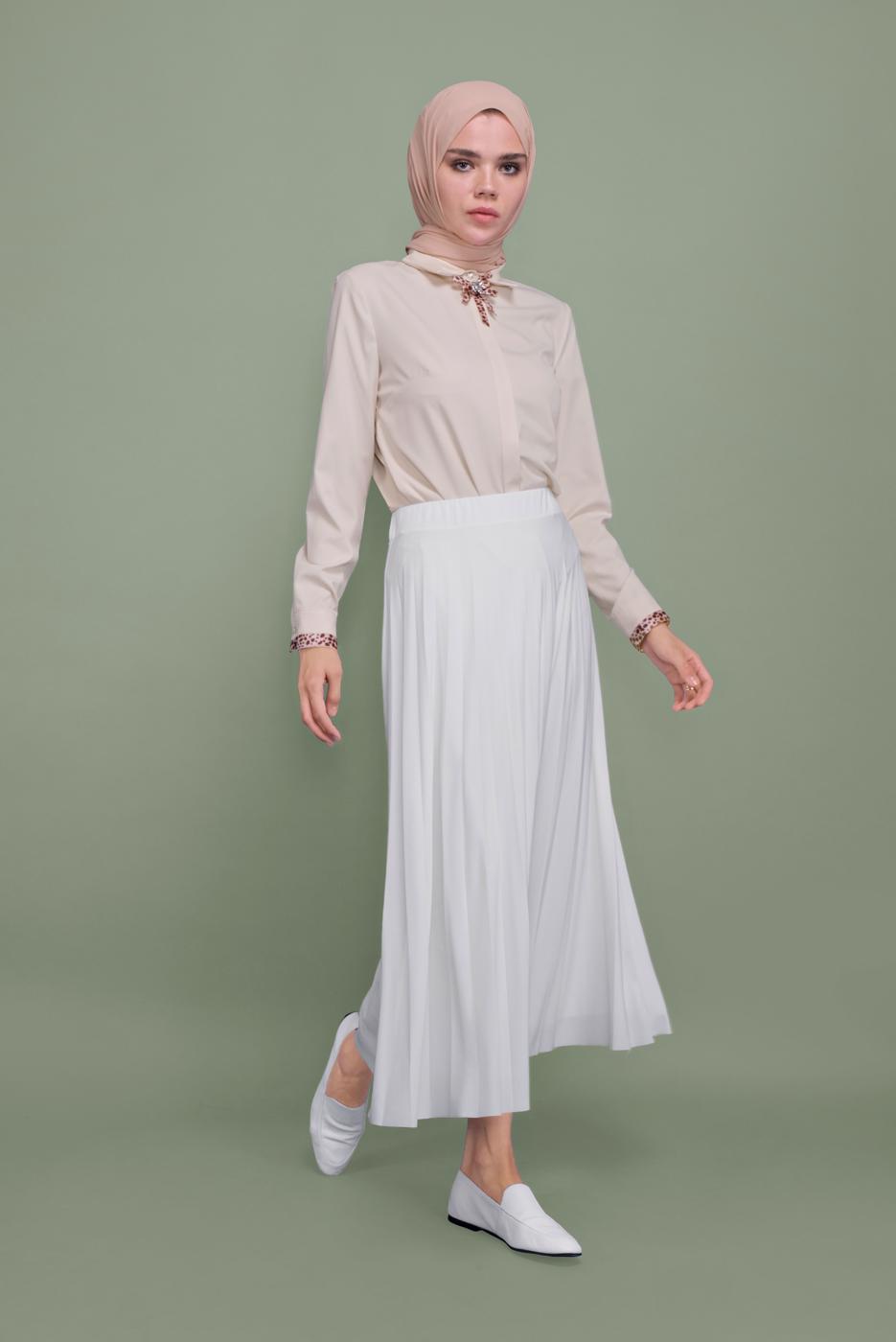 Hijab clothing BEIGE ALVINA BOW-TIE BLOUSE 40266 