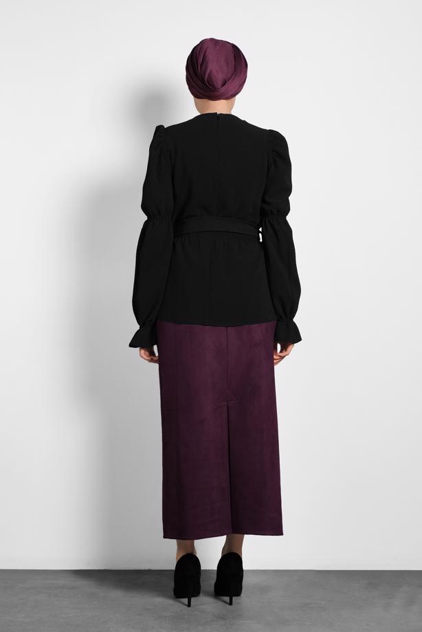 Hijab clothing BLACK GIGOT SLEEVED BLOUSE 40334 - TRENDTESETTÜR
