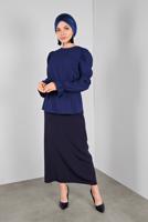 Tesettür giyim LACİVERT GİGOT KOL BLUZ 40334 