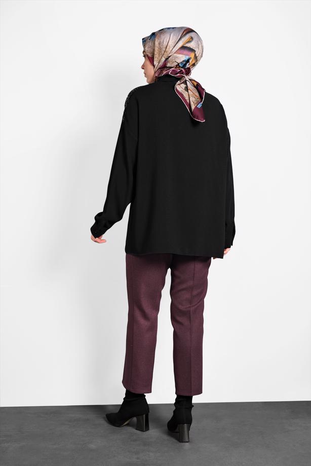 Vêtements hijab NOIR ALVINA CHEMISIER À EMBELLI 40335  - TRENDTESETTÜR