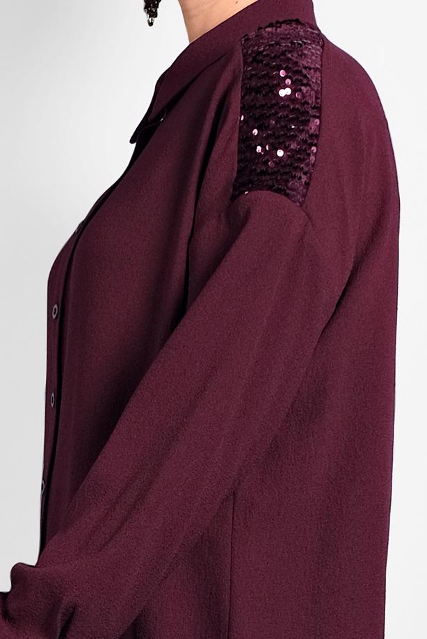 Vêtements hijab ROUGE BORDEAUX ALVINA CHEMISIER À EMBELLI 40335  - TRENDTESETTÜR