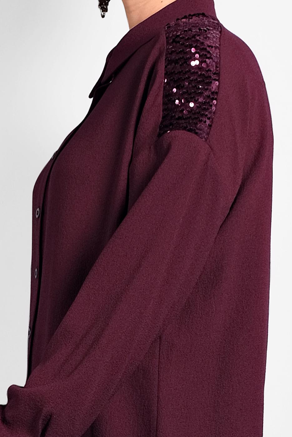 Vêtements hijab ROUGE BORDEAUX ALVINA CHEMISIER À EMBELLI 40335 