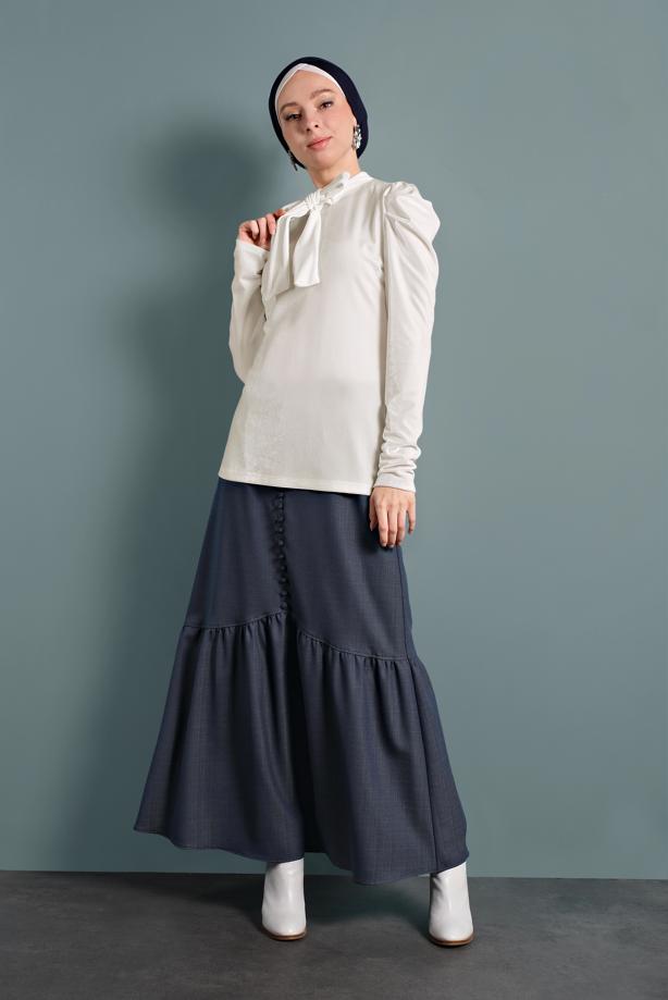 Hijab clothing CREAM ALVINA TIE-COLLAR CHIFFON BLOUSE 40404  - TRENDTESETTÜR