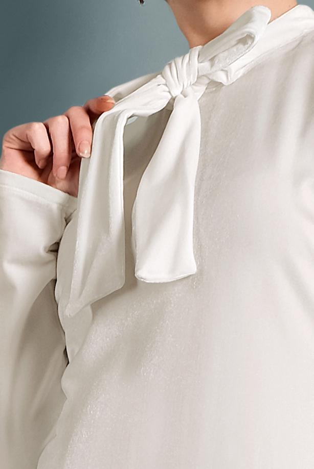 Hijab clothing CREAM ALVINA TIE-COLLAR CHIFFON BLOUSE 40404  - TRENDTESETTÜR