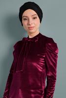 Hijab clothing CLARET RED ALVINA TIE-COLLAR CHIFFON BLOUSE 40404