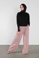 Tesettür giyim SİYAH YAKASI VE ÖNÜ FIRFIRLI TRİKO KAZAK 46341