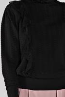 Tesettür giyim SİYAH YAKASI VE ÖNÜ FIRFIRLI TRİKO KAZAK 46341