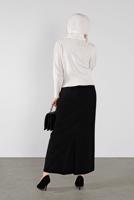 Tesettür giyim KREM YAKASI VE ÖNÜ FIRFIRLI TRİKO KAZAK 46341