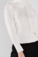 Tesettür giyim KREM YAKASI VE ÖNÜ FIRFIRLI TRİKO KAZAK 46341