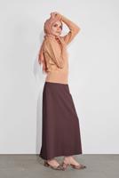 Tesettür giyim PUDRA YAKASI VE ÖNÜ FIRFIRLI TRİKO KAZAK 46341