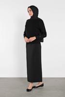 Tesettür giyim SİYAH TAŞ İŞLEMELİ SİM DETAYLI TRİKO KAZAK  3232 