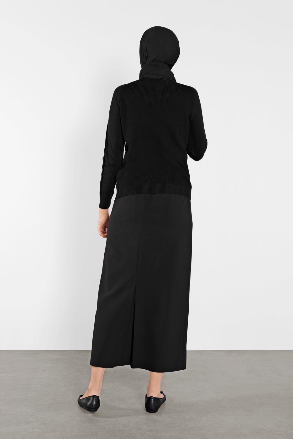 Tesettür giyim SİYAH TAŞ İŞLEMELİ SİM DETAYLI TRİKO KAZAK  3232 