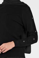 Tesettür giyim SİYAH TAŞ İŞLEMELİ SİM DETAYLI TRİKO KAZAK  3232 