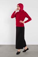 Tesettür giyim KIRMIZI TAŞ İŞLEMELİ SİM DETAYLI TRİKO KAZAK  3232 