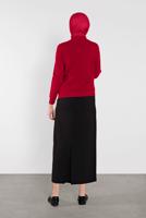 Tesettür giyim KIRMIZI TAŞ İŞLEMELİ SİM DETAYLI TRİKO KAZAK  3232 