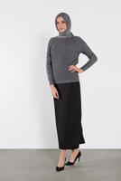 Tesettür giyim GRİ TAŞ İŞLEMELİ SİM DETAYLI TRİKO KAZAK  3232 