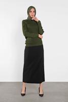 Tesettür giyim HAKİ TAŞ İŞLEMELİ SİM DETAYLI TRİKO KAZAK  3232 