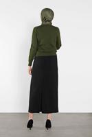 Tesettür giyim HAKİ TAŞ İŞLEMELİ SİM DETAYLI TRİKO KAZAK  3232 