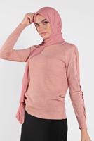Tesettür giyim PUDRA TAŞ İŞLEMELİ SİM DETAYLI TRİKO KAZAK  3232 