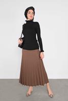 Tesettür giyim SİYAH FIRFIRLI TRİKO BOĞAZLI KAZAK 4302 