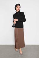 Tesettür giyim SİYAH FIRFIRLI TRİKO BOĞAZLI KAZAK 4302 