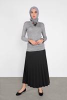 Tesettür giyim GRİ FIRFIRLI TRİKO BOĞAZLI KAZAK 4302 