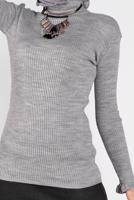 Tesettür giyim GRİ FIRFIRLI TRİKO BOĞAZLI KAZAK 4302 