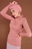 Tesettür giyim PUDRA FIRFIRLI TRİKO BOĞAZLI KAZAK 4302 