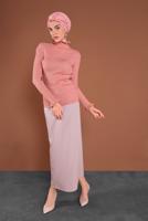 Tesettür giyim PUDRA FIRFIRLI TRİKO BOĞAZLI KAZAK 4302 