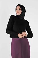 Vêtements hijab NOIR PULL EN TRICOT À COL ROND 4526