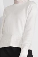 Tesettür giyim KREM BİSİKLET YAKA TRİKO KAZAK 4526 